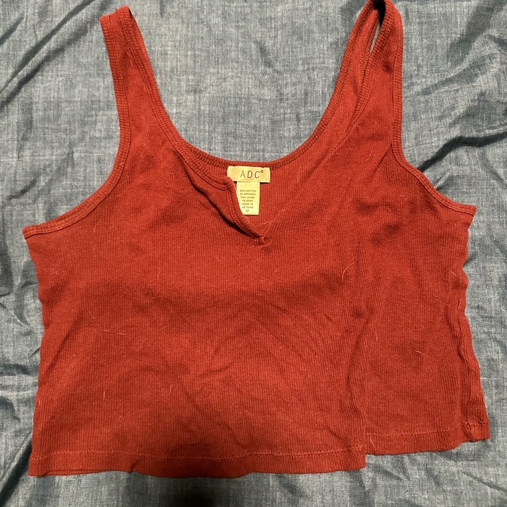 Crop top, short sleeve, burgundy